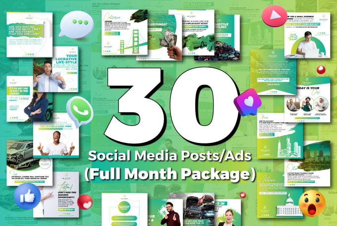 Gig Preview - Create 30 unique social media posts designs for whole month