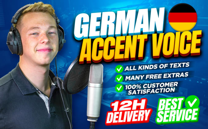 Gig Preview - Record an english or french voice over with german accent