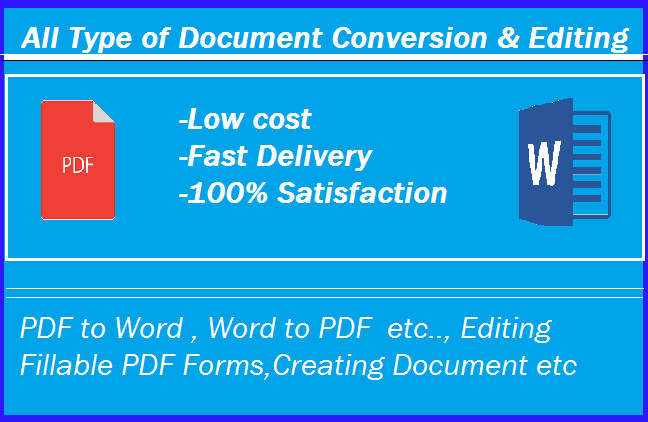 Gig Preview - Convert documents word to PDF any type