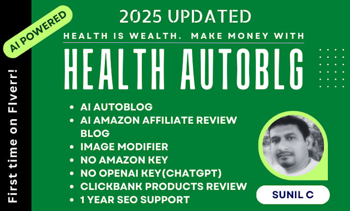 Gig Preview - Create unique and profitable health autoblog with wordpress