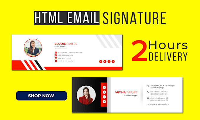 Gig Preview - Create clickable HTML email signature for gmail, outlook, apple, etc