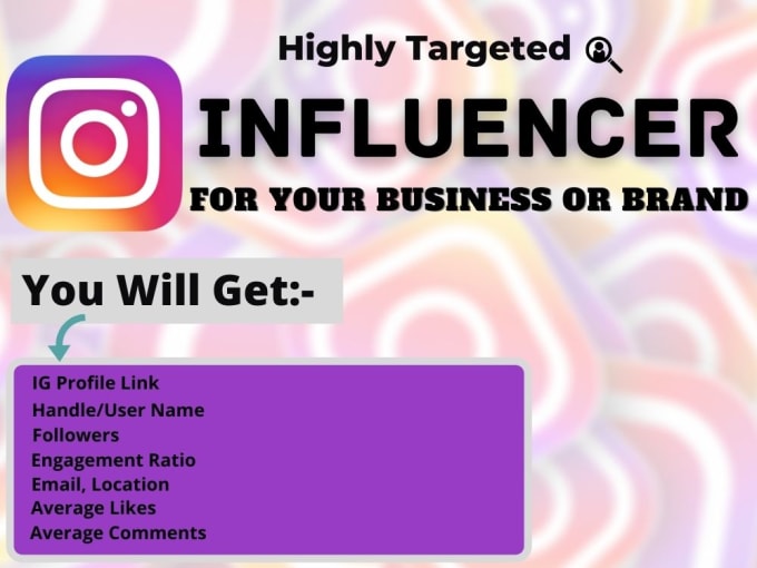 Gig Preview - Find best instagram influencer for your business or brand