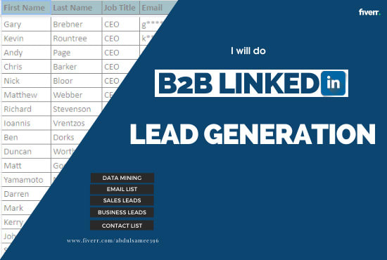 Gig Preview - Do targeted b2b lead generation and linkedin prospect list building