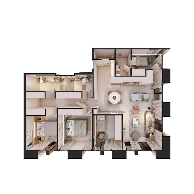 Gig Preview - Create 3d renderings of architectural floor plans