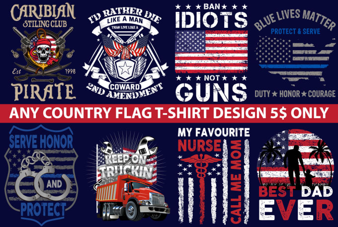 Bestseller - create any patriotic,vintage flag t shirt design