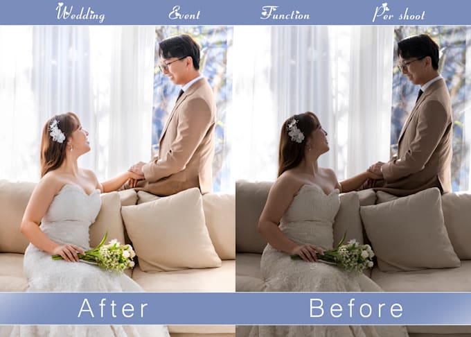 Gig Preview - Wedding photo editing and beauty, portrait image retouching