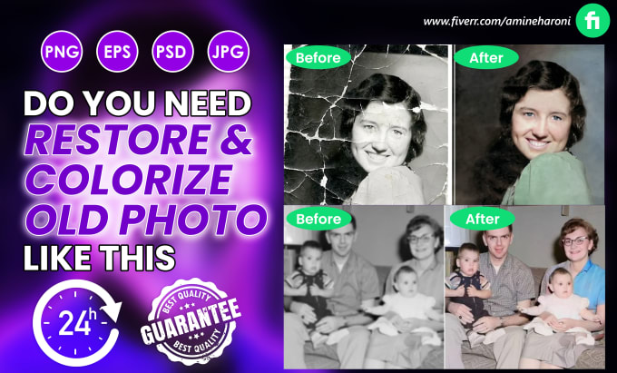 Gig Preview - Restore old photos, old photo restoration and colorize