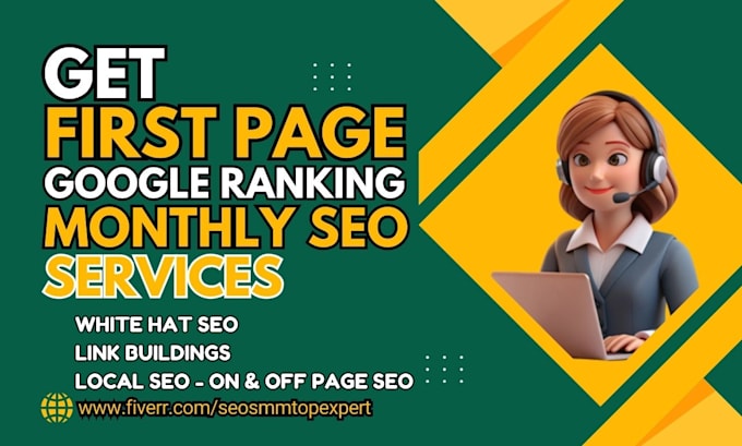 Gig Preview - Get you first page google ranking with monthly SEO services