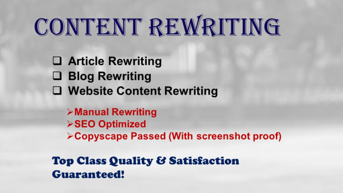 Gig Preview - Do your article and blog rewriting for SEO