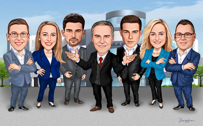 Bestseller - draw corporate office, group, team, family, cartoon