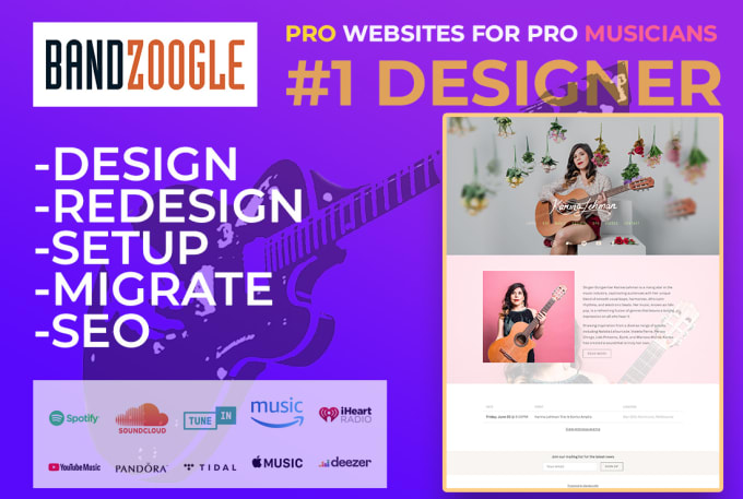 Gig Preview - Build a stunning bandzoogle website and store