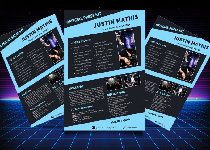 Gig Preview - Design artist epk, one sheet, media kit, press kit, speaker kit