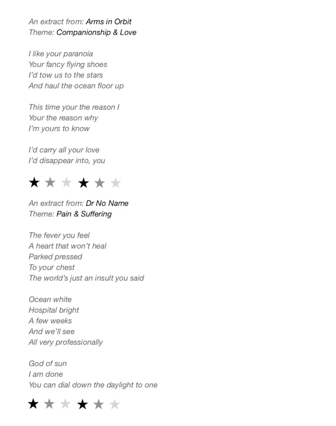 Write Professional Emotive Lyrics For Your Song By Dear Red Rabbit