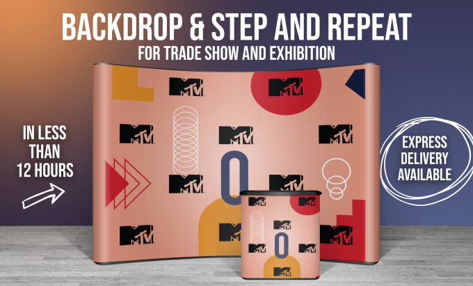 Gig Preview - Design backdrop, step and repeat banner for trade show booth