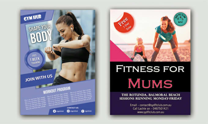 Gig Preview - Design creative fitness business and food flyers