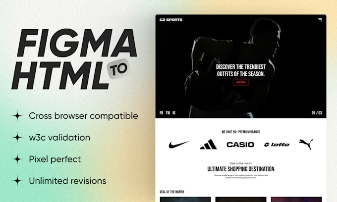 Gig Preview - Convert figma to html, PSD to html, xd to html css bootstrap 5 with responsive