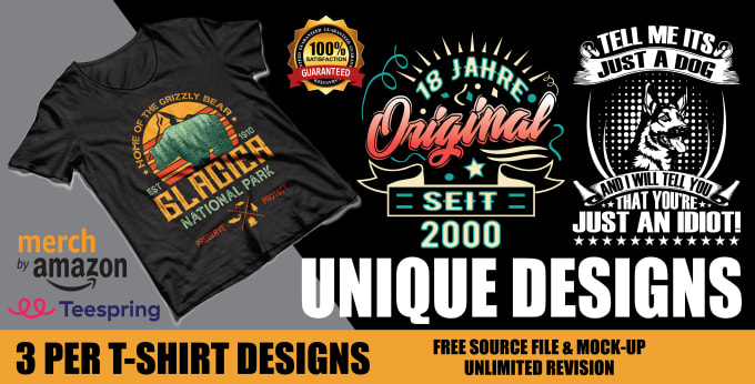 Gig Preview - Design bulk t shirt designs for merch, printful, teespring