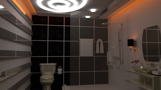 Gig Preview - 3d interior for bathroom and realistic rendering