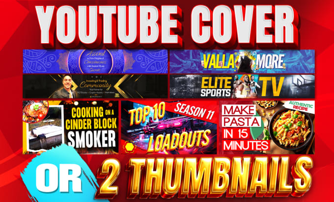 Gig Preview - Design youtube channel cover or 2 video thumbnails