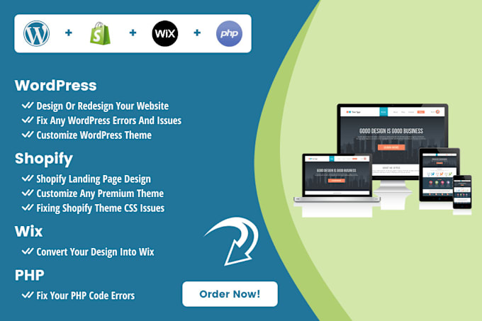 Gig Preview - Create, fix, customize, your wordpress, php, shopify or wix website