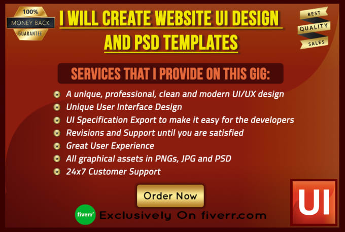 Gig Preview - Create website ui design and psd templates