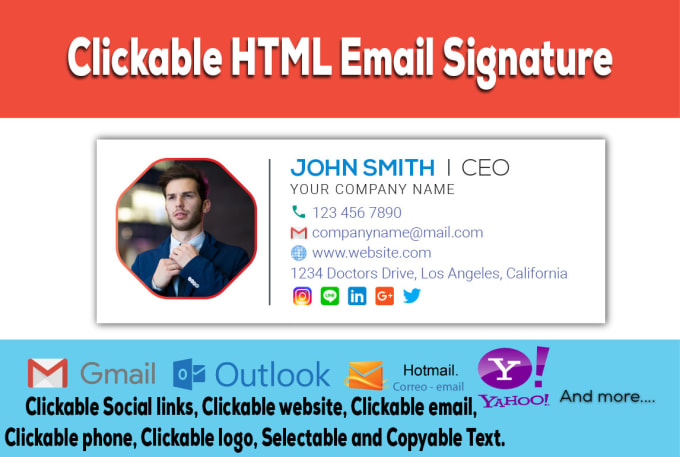 Gig Preview - Design clickable HTML email signature