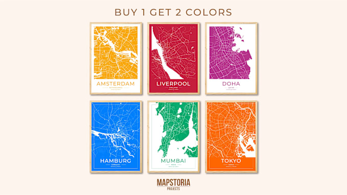 Gig Preview - Design a custom city map, wall poster, any city, any color