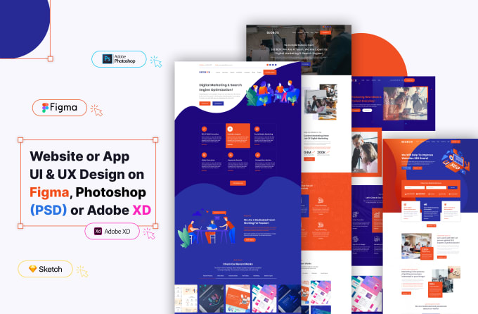 Gig Preview - Design photoshop or PSD web template, figma website design