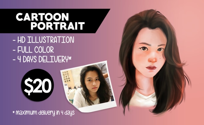 Gig Preview - Draw cartoon portrait from your photo