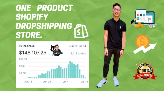 Gig Preview - Create one product shopify dropshipping website, store