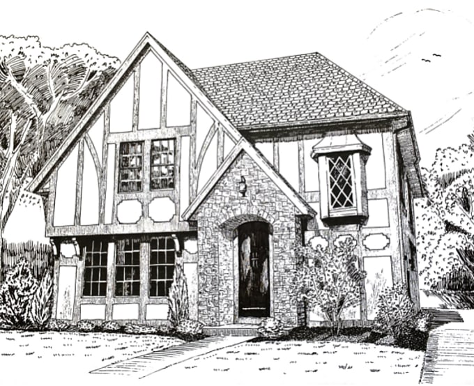 Bestseller - draw a detailed ink sketch of a house or building