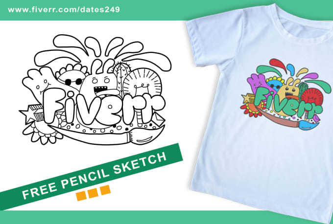 Gig Preview - Create custom doodle t shirt design