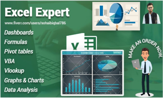 Gig Preview - Create excel graphs,pivot tables,vlookup and dashboard