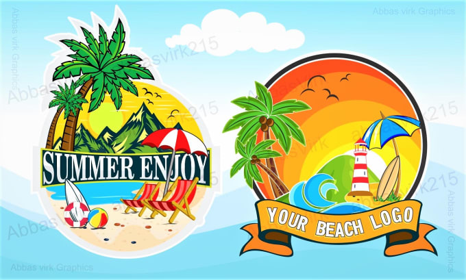 Bestseller - design summer holidays and beach enjoying logo