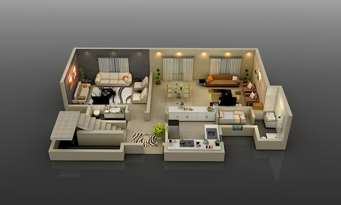 Gig Preview - Expert 3d floor plans realistic renderings for home office