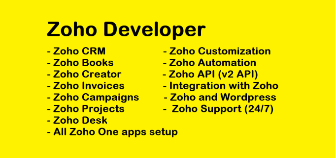 Gig Preview - Customize and setup all zoho one, zoho crm, zoho books, creator apps