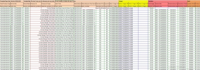 Gig Preview - Bulk amazon variation product listing parent child listings amazon flat file