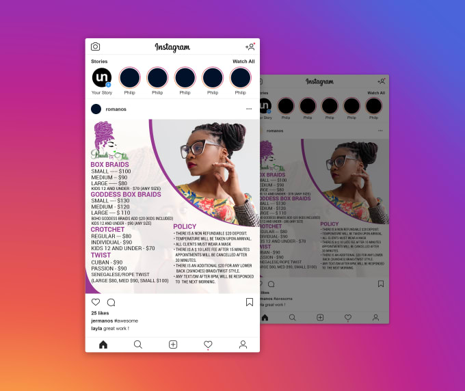 Gig Preview - Make perfect price list and post for instagram