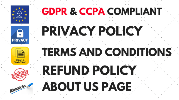 Gig Preview - Website policies, privacy policy, terms and conditions, disclaimer, policy, gdpr