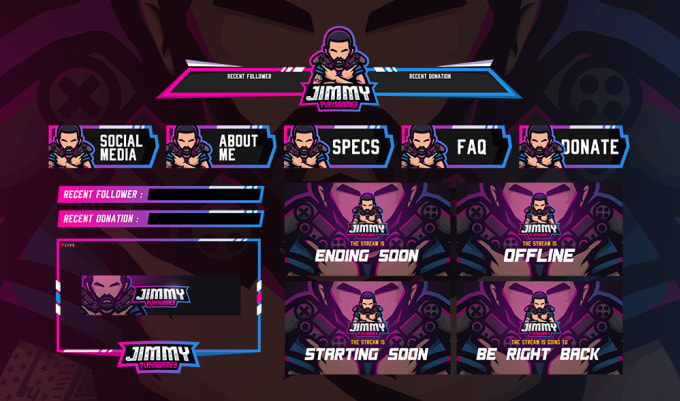 Gig Preview - Design cool twitch overlay stream pack in 24 hours