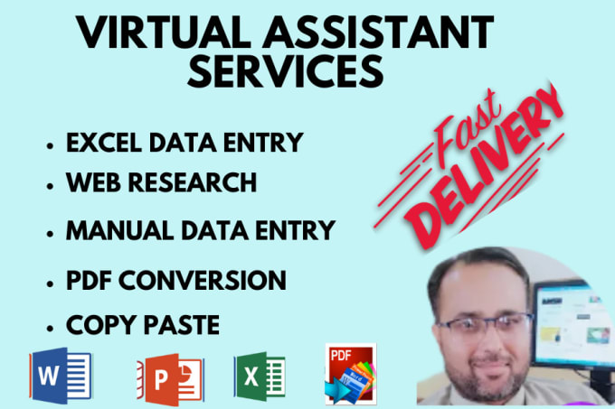 Gig Preview - Do any virtual assistant, data entry and web research jobs