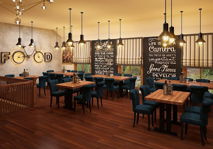 Gig Preview - Design and render restaurant cafe in 3d