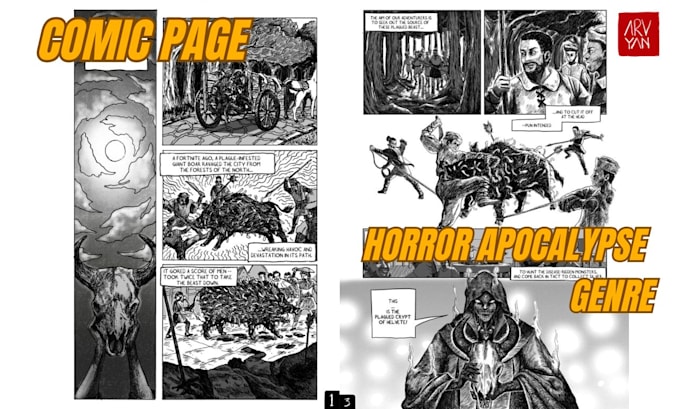 Gig Preview - Draw apocalypse genre comic page with my dark art style