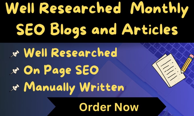 Gig Preview - Do monthly SEO articles or blogs and content writing for your website