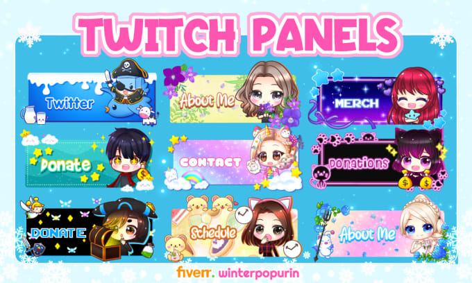 Gig Preview - Make custom chibi twitch panel for you