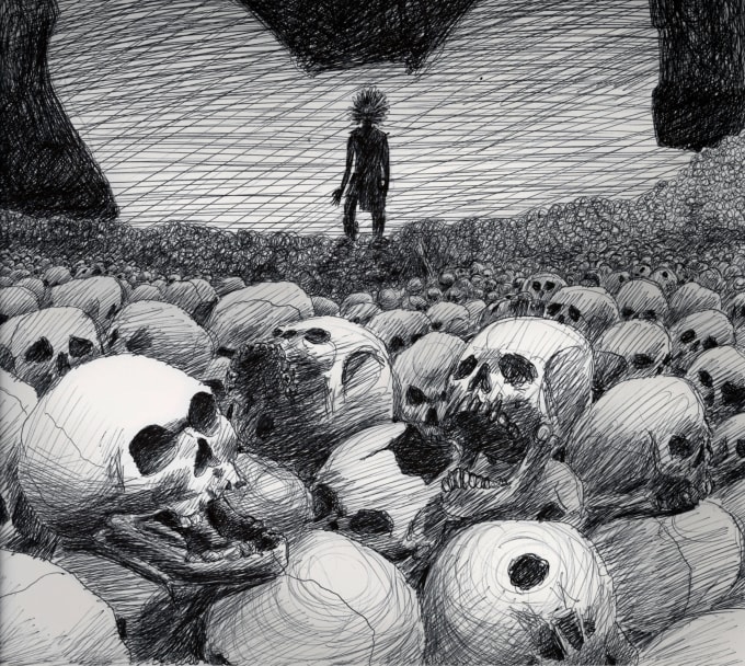 Gig Preview - Design captivating horror illustration in black and white