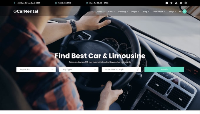 Gig Preview - Make car rental wordpress website with online booking