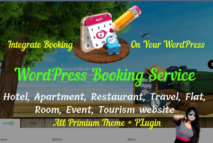 Gig Preview - Wordpress appointment booking or hotel reservation with travel website