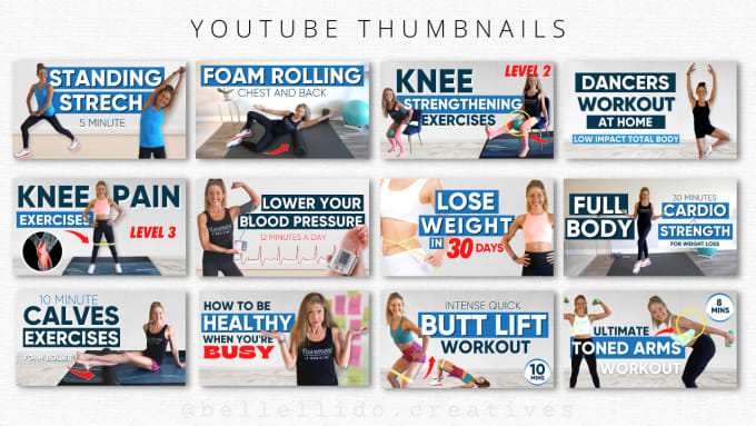 Bestseller - design eye catching youtube thumbnails fitness or workout