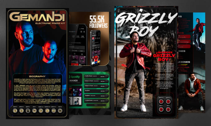 Gig Preview - Design music epk, media kit with clickable buttons